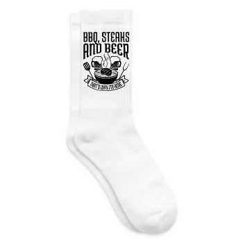  BBQ steaks & beer Bier BBQ Barbecue grillen - Tennissocken - Weiß - Rechts