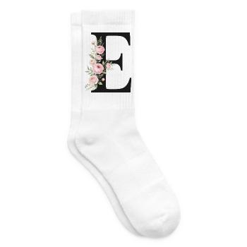 E Buchstabe Monogram Floral - Tennissocken - Weiß - Rechts