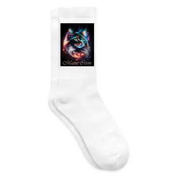 Main Coon Nebula - Fantasy Weltall Katze - Tennissocken - Weiß - Rechts