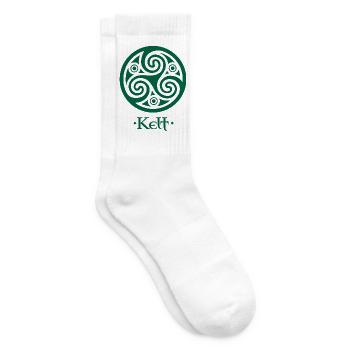 Grünes Triskelion und Schild Kelt - Tennissocken - Weiß - Rechts