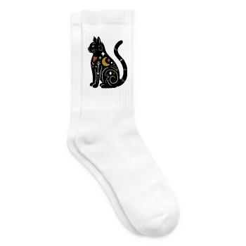 Magische Katze - Schwarz Bunt - Tennissocken - Weiß - Rechts