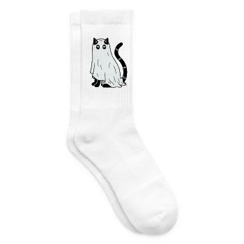 Halloween Katze Gespenst - Tennissocken - Weiß - Rechts