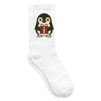 Pinguin Rotes Geschenk Icon - Tennissocken - Weiß - Rechts