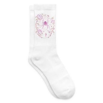 Die Spinne im Netz zwischen schwarzen Rosen - Tennissocken - Weiß - Rechts