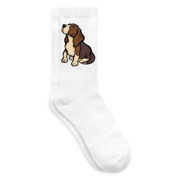 Beagle-Porträt in warmen Tönen - Tennissocken - Weiß - Rechts