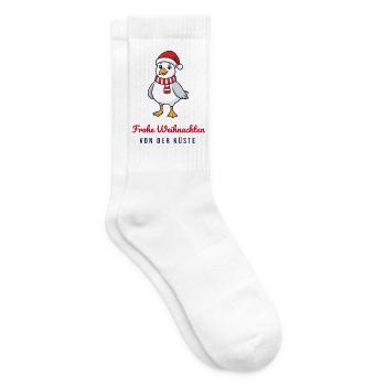 Weihnachten Möwe – Frohe Weihnachten von der Küste - Tennissocken - Weiß - Rechts