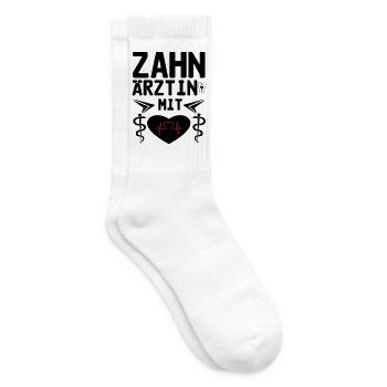 Zahnärztin mit Herz Geschenk - Tennissocken - Weiß - Rechts