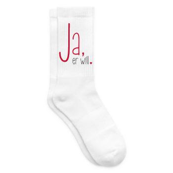 Ja er will - Junggesellenabschied Junggeselle - Tennissocken - Weiß - Rechts