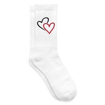 Heart, Hearts, 2 Hearts, Double Heart - Tennis socks - white - Right