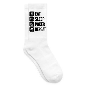 eat sleep poker repeat - Tennissocken - Weiß - Rechts