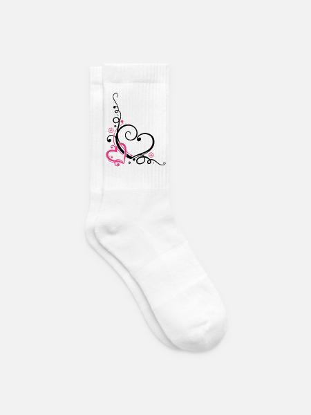 Zwei Herzen mit Blumen, verliebt - Tennissocken - Weiß
