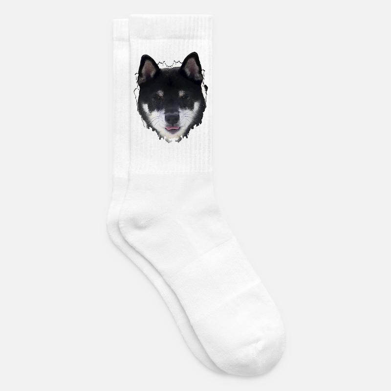 Conception du visage du chien de nuit - Chaussettes de tennis - blanc