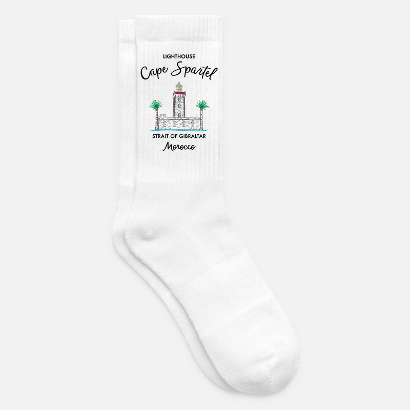 Morocco, Cape Spartel Lighthouse, Gibraltar - Tennis socks - white