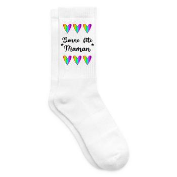 MAMAN. FÊTE DES MÈRES. BONNE FÊTE MAMAN. JE T'AIME - Chaussettes de tennis - blanc - Droite