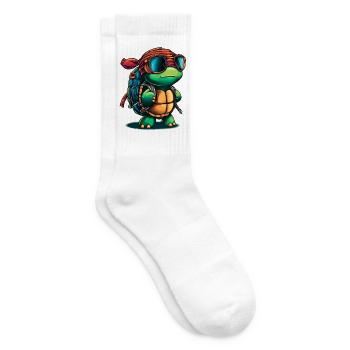 Tortue d’aventure avec lunettes de soleil et sac à dos - Chaussettes de tennis - blanc - Droite