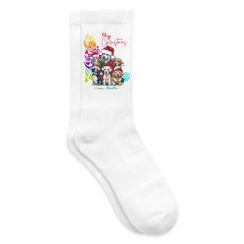 Festliches Hundekommando Weihnachtsdesign - Tennissocken - Weiß - Rechts
