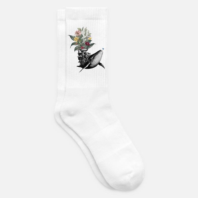 Félicitations – Grenouille, Baleine, Fleurs - Chaussettes de tennis - blanc