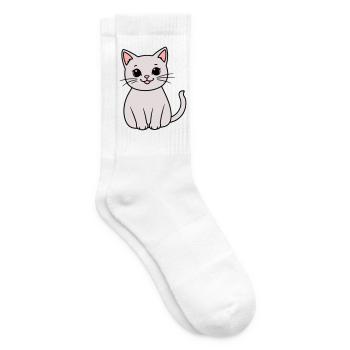 graues Kätzchen - Tennissocken - Weiß - Rechts