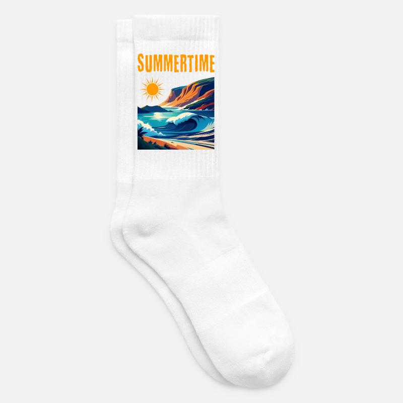 Summertime - beautiful summer design - Tennis socks - white
