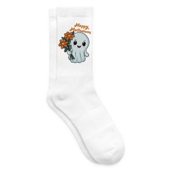 Happy Halloween Gespenst - Spooky Ghost - Tennissocken - Weiß - Rechts