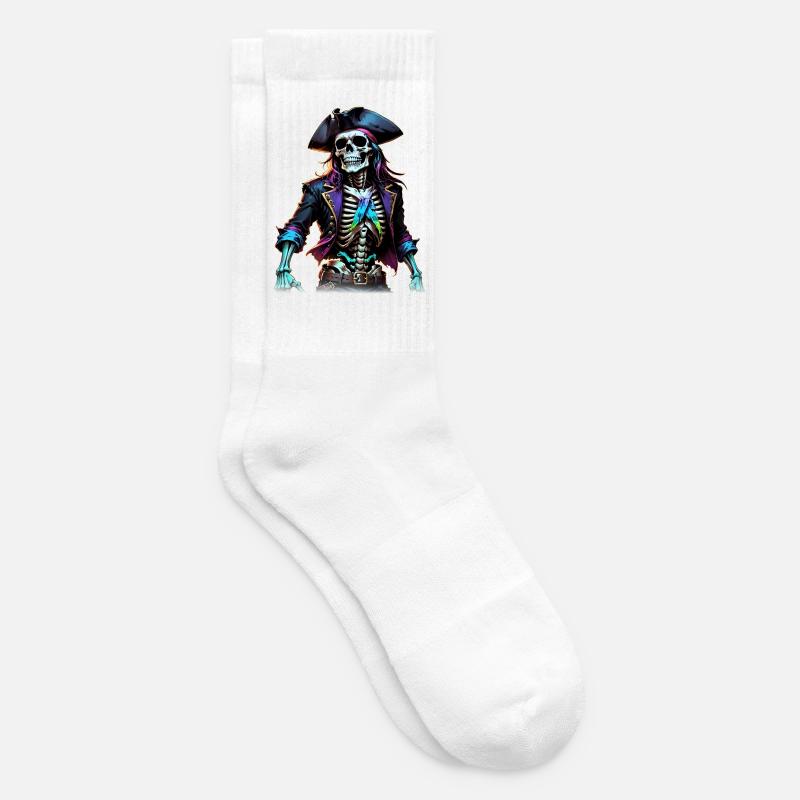 Illustration de squelette de pirate - Chaussettes de tennis - blanc