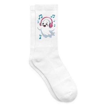 Music-loving Ghost with Headphones - Tennis socks - white - Right
