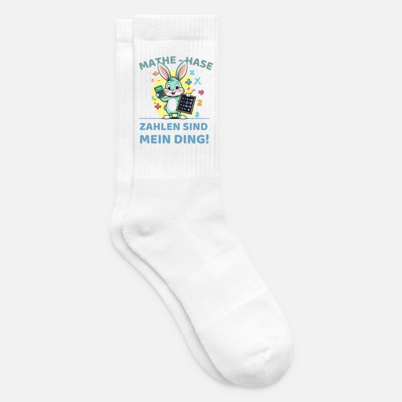 Mathe-Hase Mit Rechenauftrag - Tennissocken - Weiß