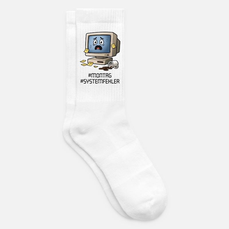 #Montag #Systemfehler – PC rétro, café et humour de bureau - Chaussettes de tennis - blanc
