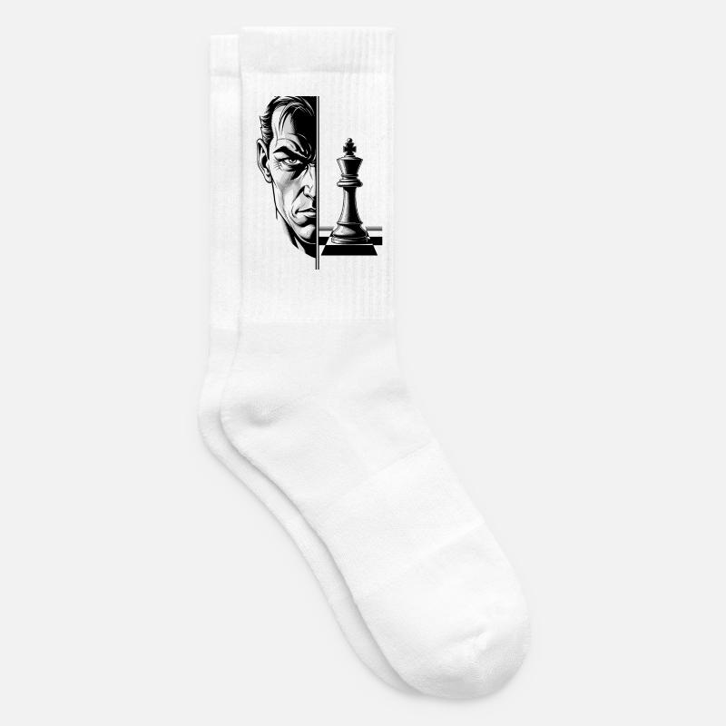 Black and White Chess Mastermind Portrait - Tennis socks - white
