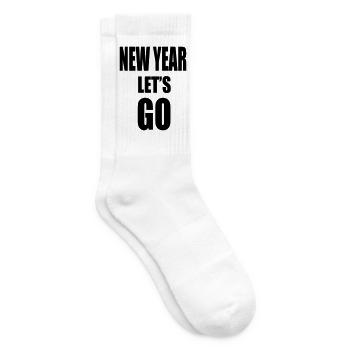 New Year Lets GO - Motivational Slogan - Tennissocken - Weiß - Rechts
