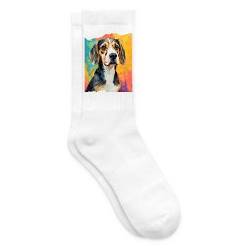 Geometric Beagle in Color Burst - Tennis socks - white - Right