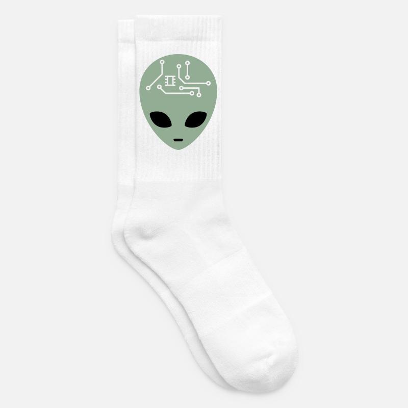 Alien Head avec circuits (trois couleurs) - Chaussettes de tennis - blanc