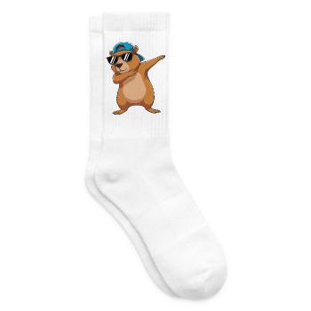 Cool Dabbing Bear Sunglasses Cartoon Art - Tennis socks - white - Right