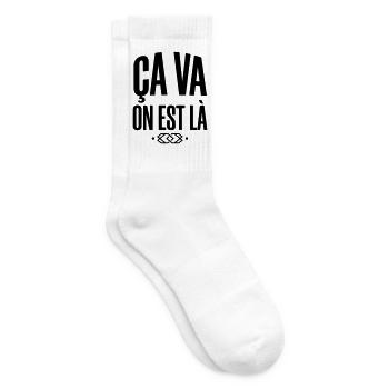 Slogan "Ça va on est là" - Style Streetwear - Chaussettes de tennis - blanc - Droite