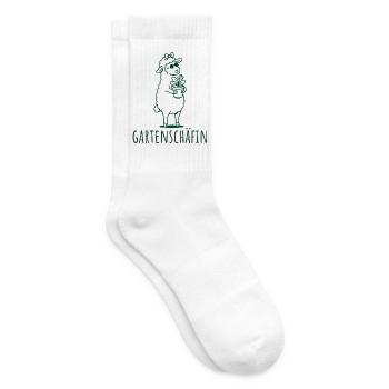 Gartenschäfin Schaf mit Pflanze Gärtnerin - Tennissocken - Weiß - Rechts