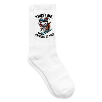 Hund Bulldogge Skifahrer Cartoon lustig - Tennissocken - Weiß - Rechts