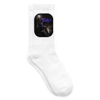 Techno Girl Under Lantern In The Rain We Love Techno - Tennis socks - white - Right