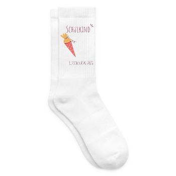 Schulkind Einschulung 2026 personalisierbar - Tennissocken - Weiß - Rechts