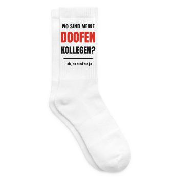 Wo sind meine doofen Kollegen lustiger Büro Spruch - Tennissocken - Weiß - Rechts