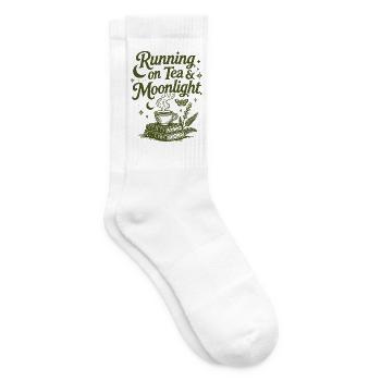 Running on Tea & Moonlight Spruch - Tennissocken - Weiß - Rechts