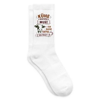 Kühe Muh Kaffee – Das Passt! - Tennissocken - Weiß - Rechts
