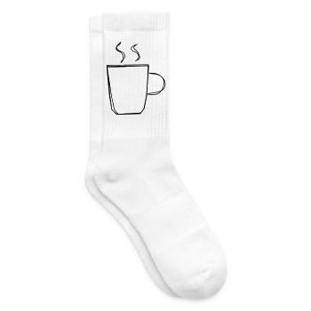 Kaffeepause handgezeichnet - Tennissocken - Weiß - Rechts