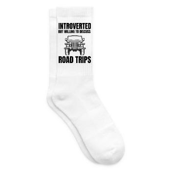Lustiges Roadtrip-Liebhaber-Geschenk für einen reisenden Introvertierten - Tennissocken - Weiß - Rechts