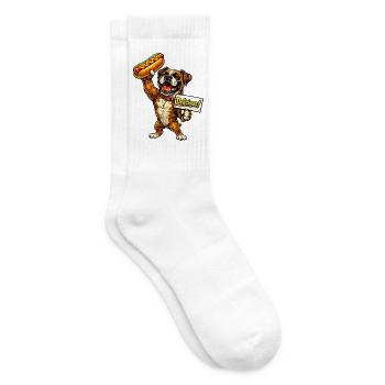 Hund mit Hot Dog - Tennissocken - Weiß - Rechts
