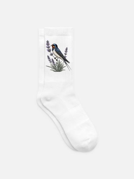 Barn Swallow auf Lavendel - Tennissocken - Weiß