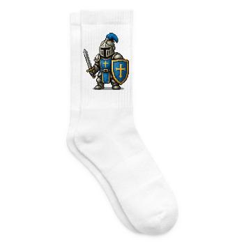 Ritter mit Schild und Schwert - Tennissocken - Weiß - Rechts