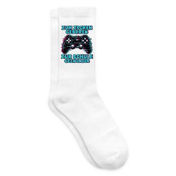 Zum Zocken Geboren zur Schule Gezwungen - Tennissocken - Weiß - Rechts