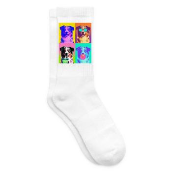 Hunde Australian Shepherd Hund - Tennissocken - Weiß - Rechts