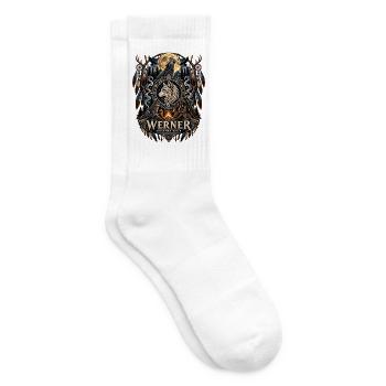 Werner Einsamer Wolf Mystik Fantasy Design - Tennissocken - Weiß - Rechts