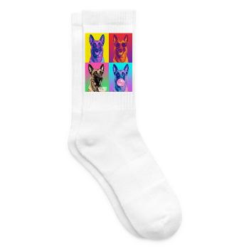 Hunde Belgian Malinois Hund - Tennissocken - Weiß - Rechts